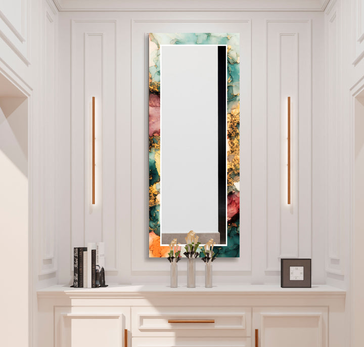 Wandspiegel aus Emerald Fire-Glas – Dekor mit abstraktem Marmoreffekt 
