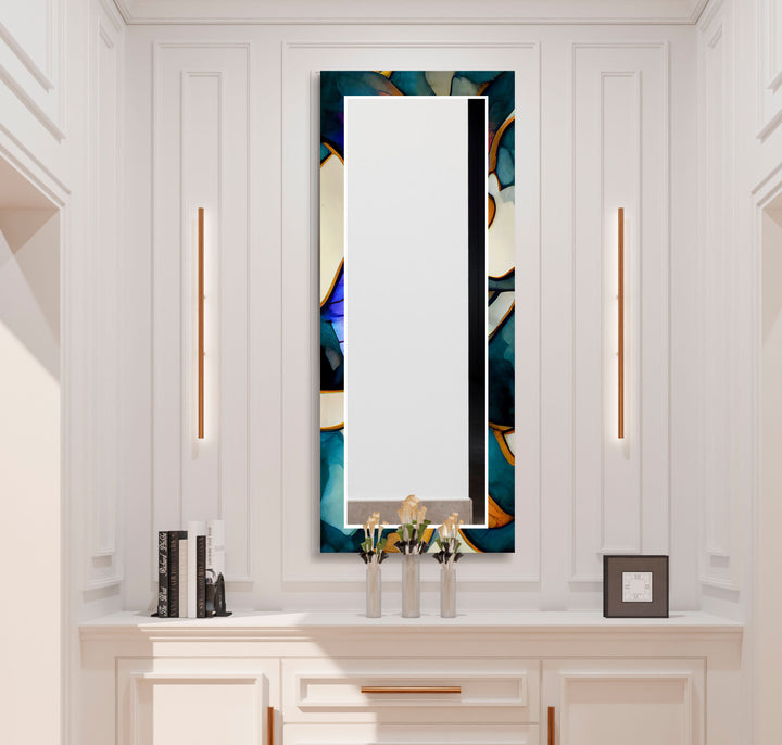 Purple and Green Abstract Wall Mirror Long Wall Mirror
