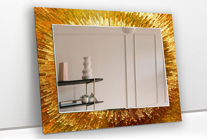 Golden Radiance Glaswandspiegel – Luxe Sunburst Mirror Art 