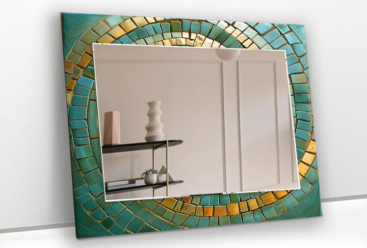 Green and Yellow Mosaic Wall Mirrors modern mirror
