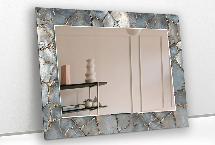 Gray Shiny Cracked Stone Wall Mirror huge mirror