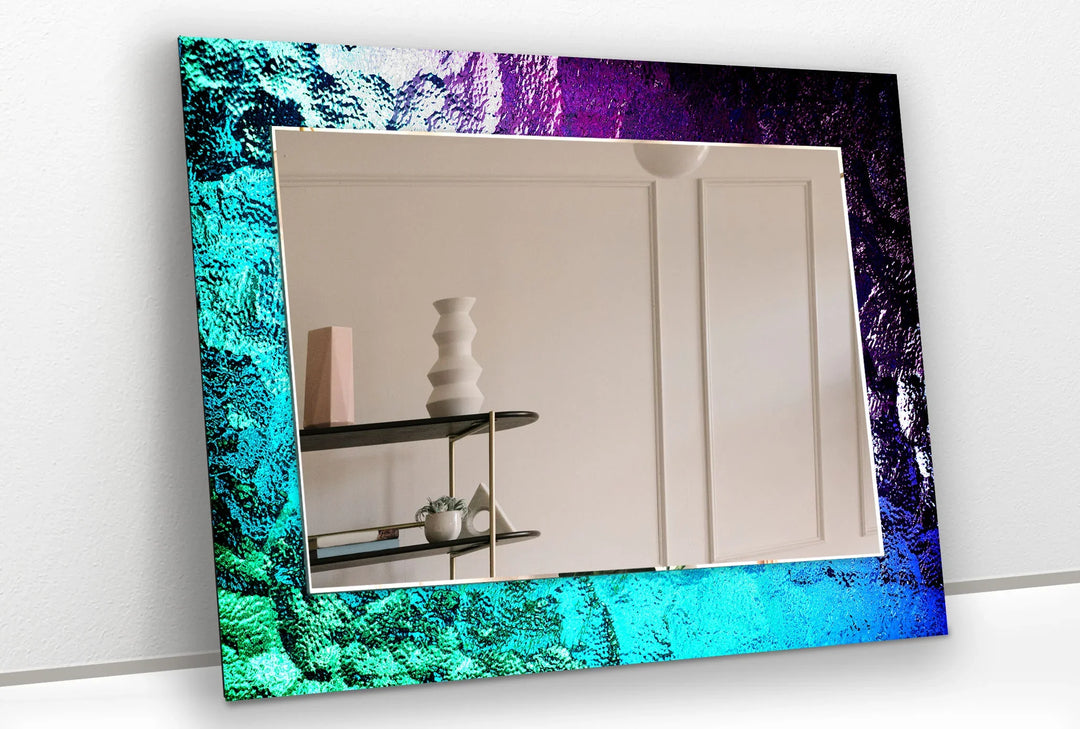 Iridescent Glow Glass Wall Mirror – Modern Blue & Purple Design - MyPhotoStation