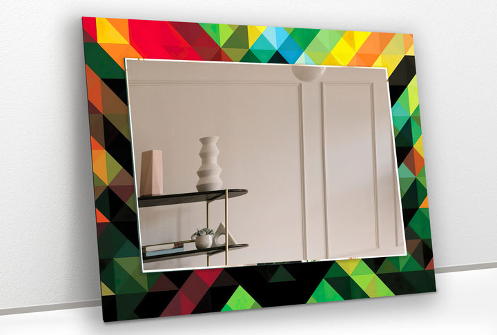 Geometrischer Spectrum-Glas-Wandspiegel – Farbenfrohes, modernes Statement 