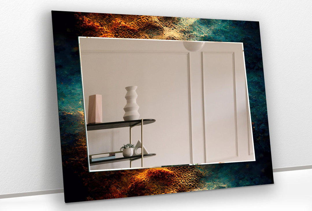 Navy Blue & Brown Wall Mirror Round Mirror
