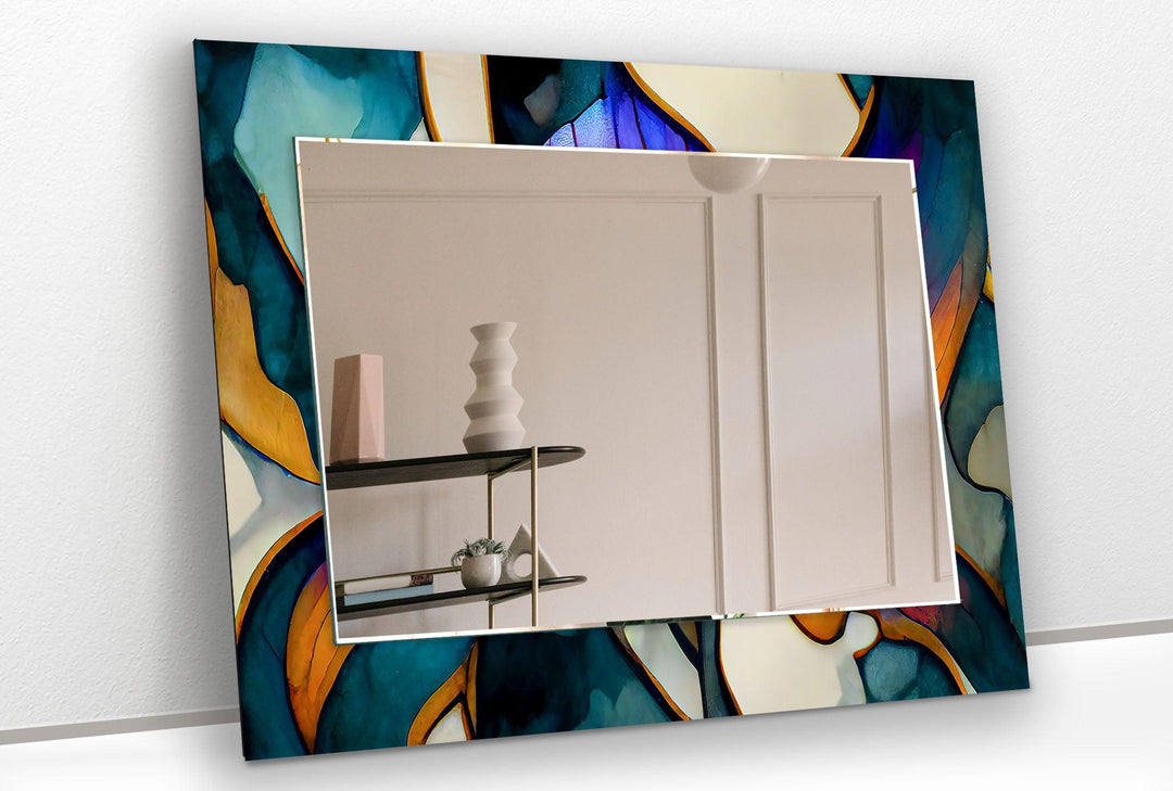 Purple and Green Abstract Wall Mirror Rectangle Wall Mirror
