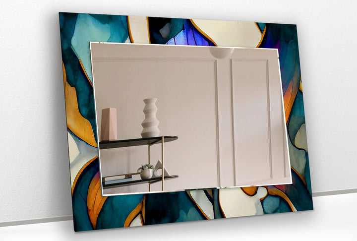 Purple and Green Abstract Wall Mirror Rectangle Wall Mirror
