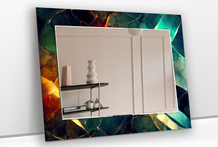 Twilight Gemstone Glass Wall Mirror – Luxe Multicolor Marble Design