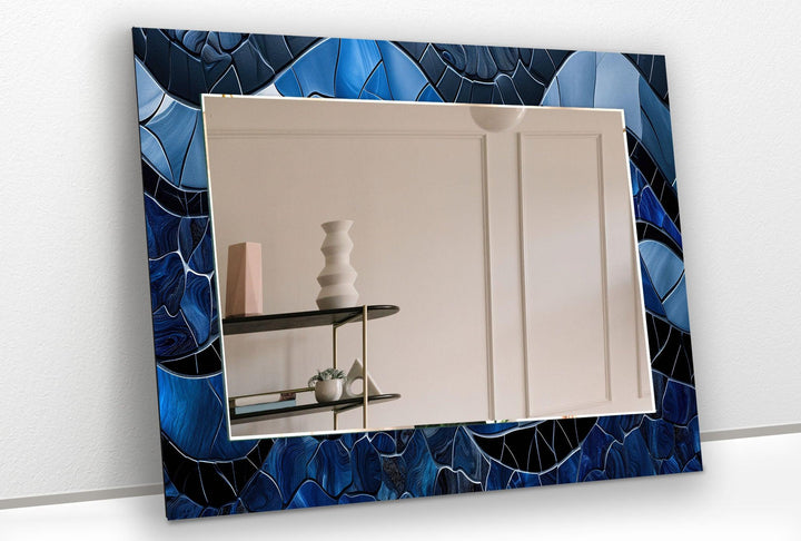 Dark Blue Mosaic Wall Mirrors big mirror for living room
