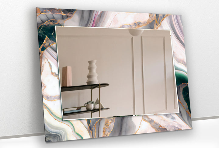 Luxuriöser Wandspiegel aus Achat-Marmorglas für Wohnzimmer und Eingangsbereich 