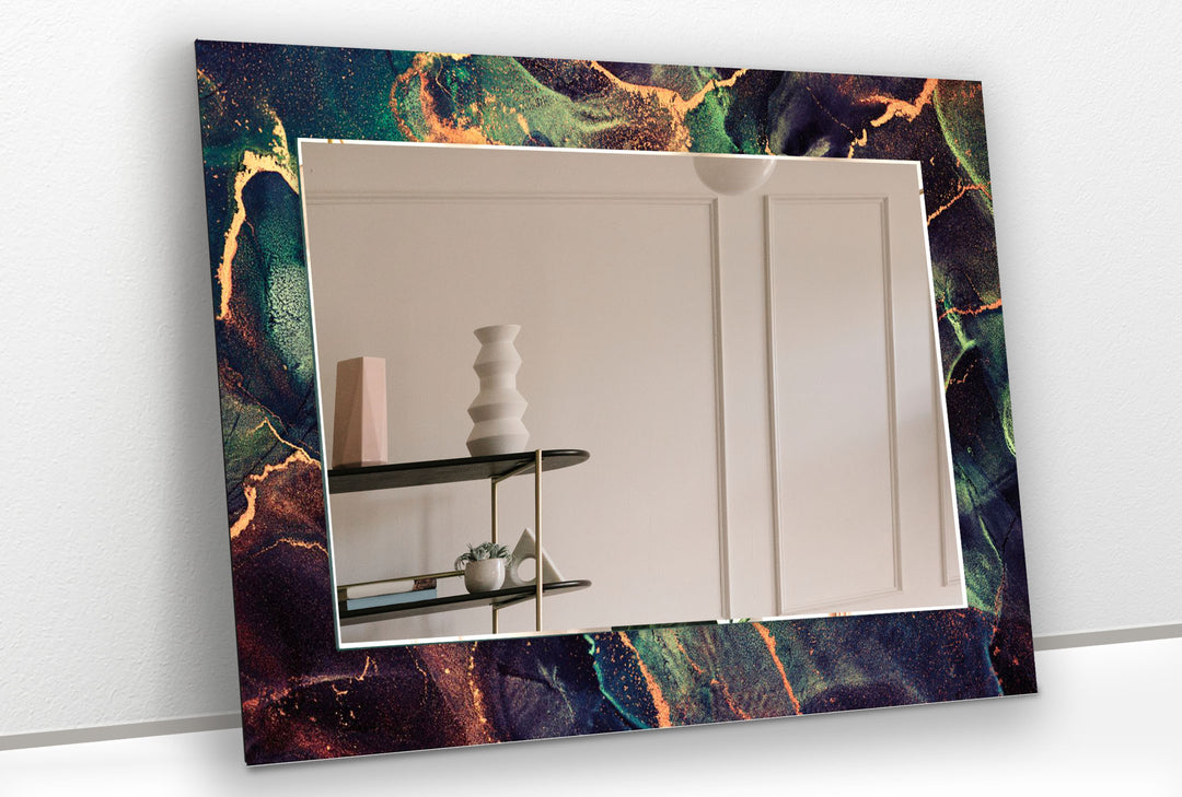 Smaragdgrüner Lava-Wandspiegel – Luxuriöses abstraktes Glasrahmendesign