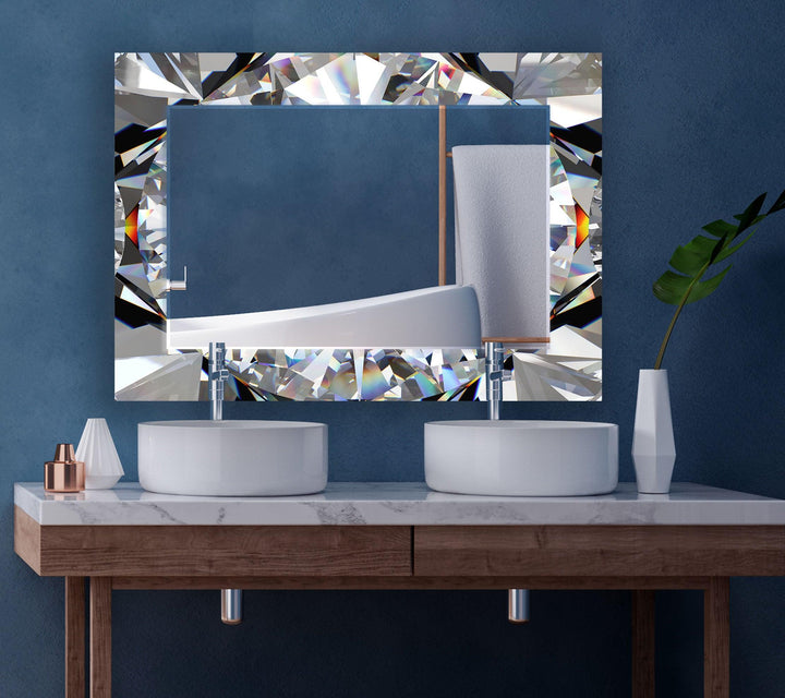Diamond Effect Round Wall Mirror Black Wall Mirror
