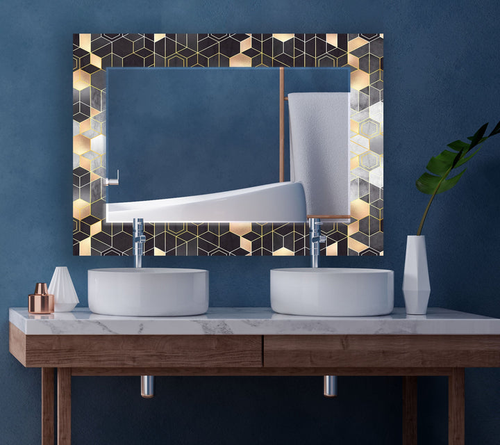 Grey Hexagon Wall Mirror unique mirrors
