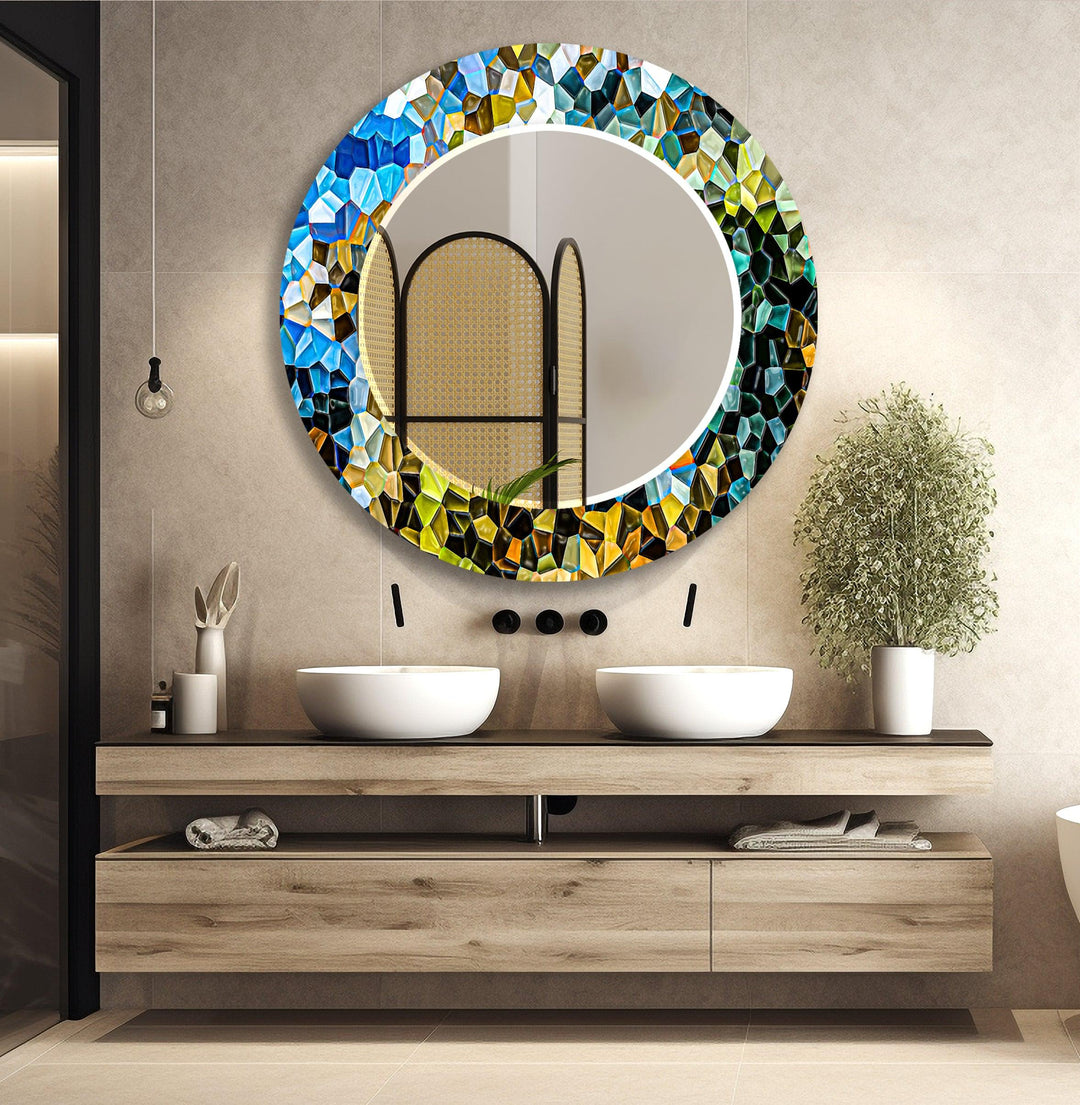 Mosaic Blue Wall Mirror Red Mirror
