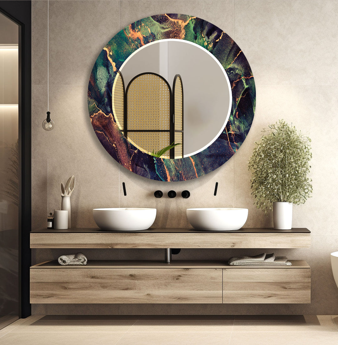 Smaragdgrüner Lava-Wandspiegel – Luxuriöses abstraktes Glasrahmendesign