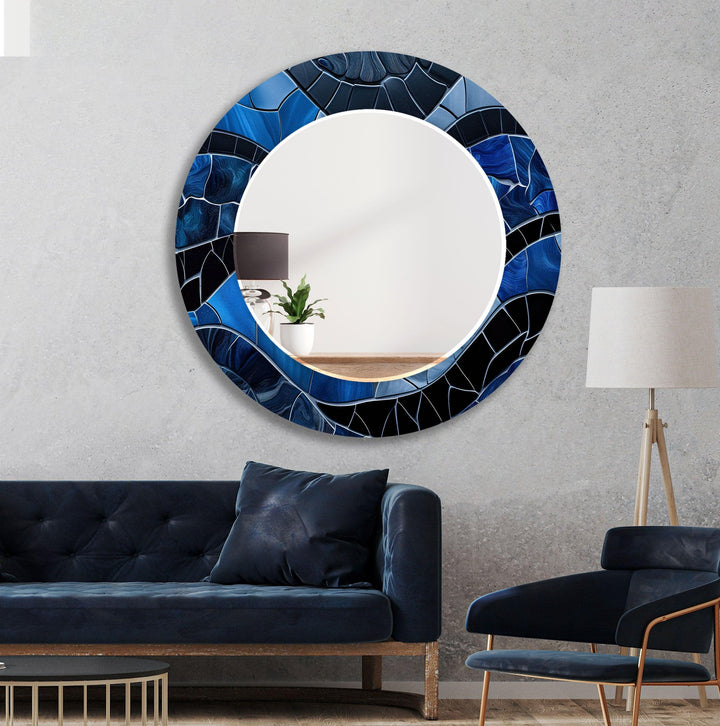Dark Blue Mosaic Wall Mirrors huge wall mirror
