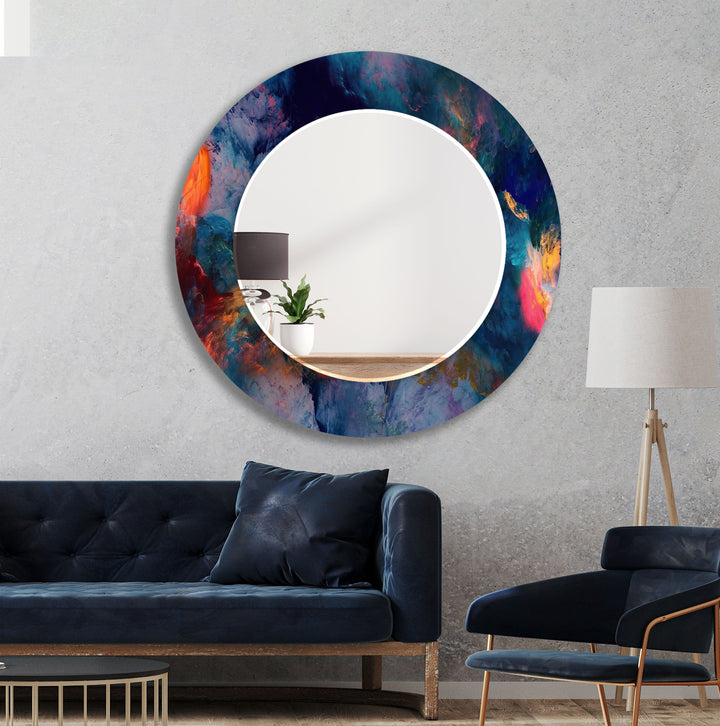 Galaxy Swirl Glas-Wandspiegel – Abstrakter kosmischer Farbakzent 