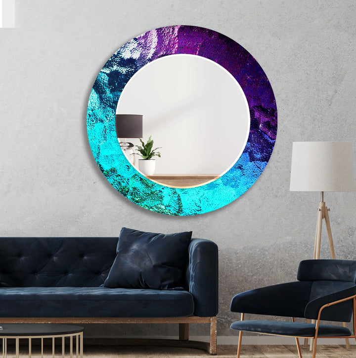 Iridescent Glow Glass Wall Mirror – Modern Blue & Purple Design - MyPhotoStation