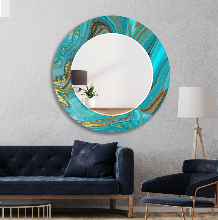 Turquoise & Gold Wall Mirror Long Wall Mirror
