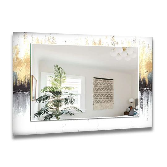 Modern Ombre Glass Wall Mirror – Gold, Black & White Gradient Design - MyPhotoStation