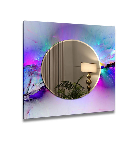 Color Burst Iridescent Glass Wall Mirror – Vibrant Modern Decor - MyPhotoStation