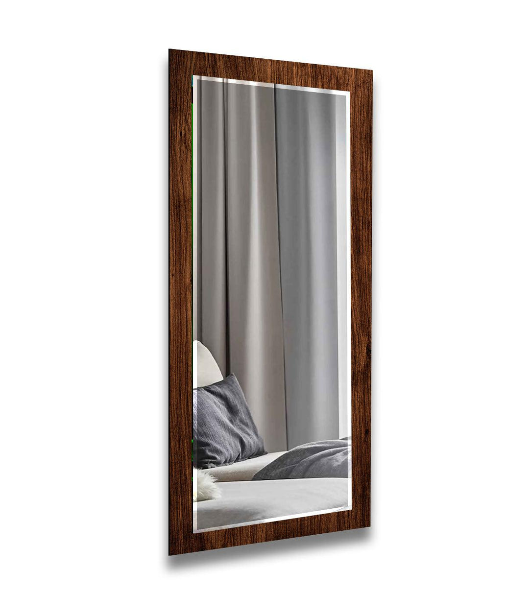 Dunkelbraunes Holz, lang Wandspiegel – Elegantes vertikales Dekor – MyPhotoStation