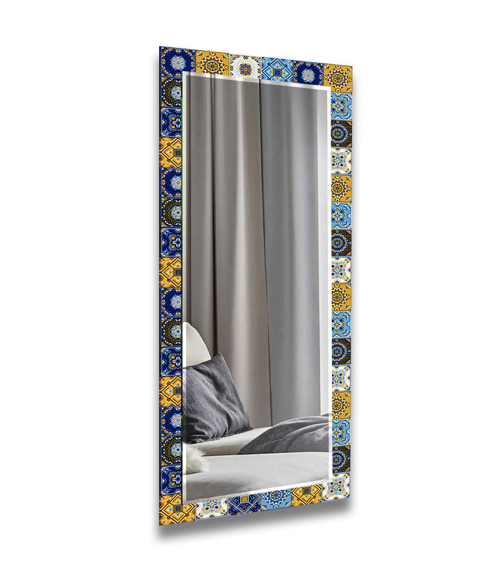 Navy Blue and Yellow Mosaic Wall Mirrors decorative mirrors   
