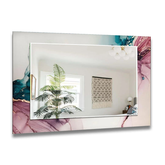 Blush Bloom Glass Wall Mirror – Soft Watercolor Accent Decor - MyPhotoStation