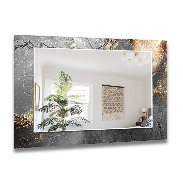 Silberner Wandspiegel aus Rauchglas – Modernes metallisches Marmordesign 