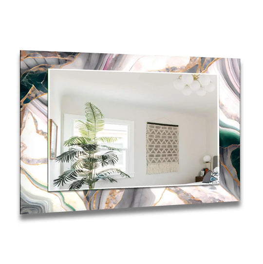 Luxury Agate Marble Glass Wall Mirror for Living Room & Entryway - MyPhotoStation