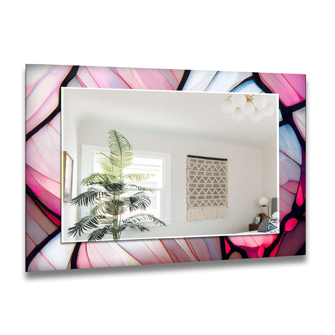 Stained Pink White Wall Mirror Gold Wall Mirror

