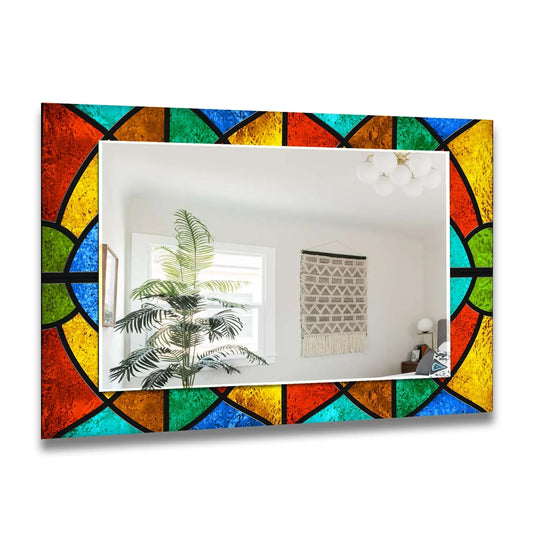 Colorful Stained Geometrics Wall Mirror Small Wall Mirror
