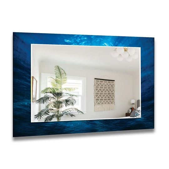 Featuring a rich, ocean-inspired frame, this dark sea blue wall mirror reflects quality craftsmanship in its modern wall mirrors design and finish.