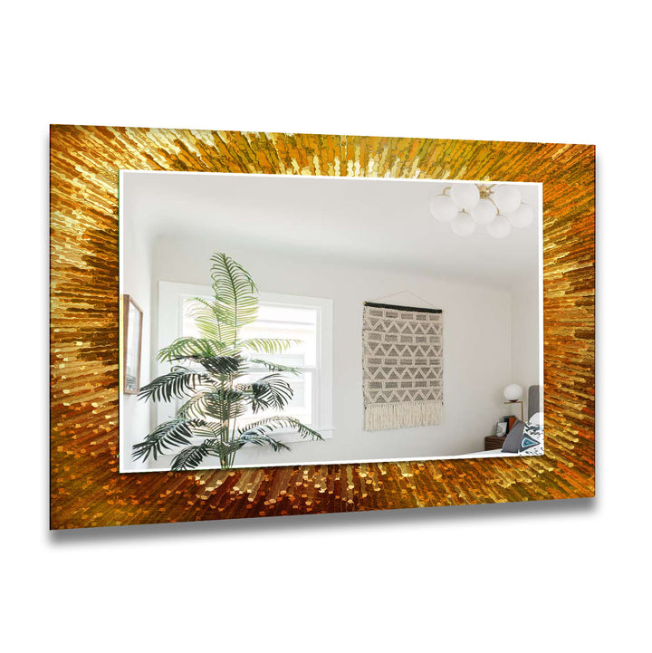 Golden Radiance Glaswandspiegel – Luxe Sunburst Mirror Art 