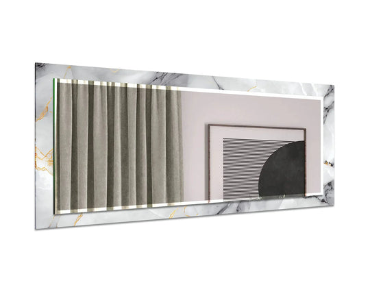 Elegant Marble Frame Glass Wall Mirror for Bathroom Vanity - MyPhotoStation
