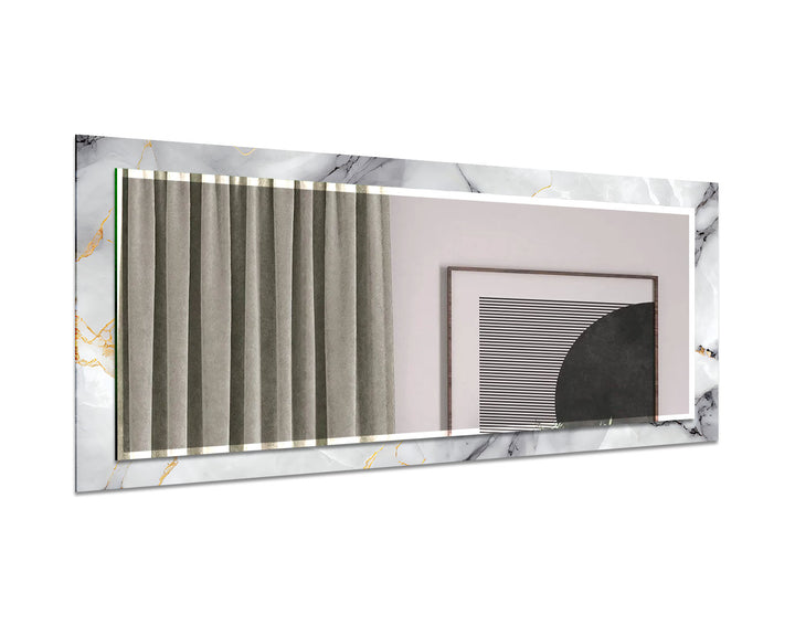 Elegant Marble Frame Glass Wall Mirror for Bathroom Vanity