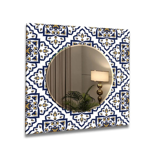 Mosaic Dark Blue and Yellow Wall Mirror Mosaic Wall Mirror

