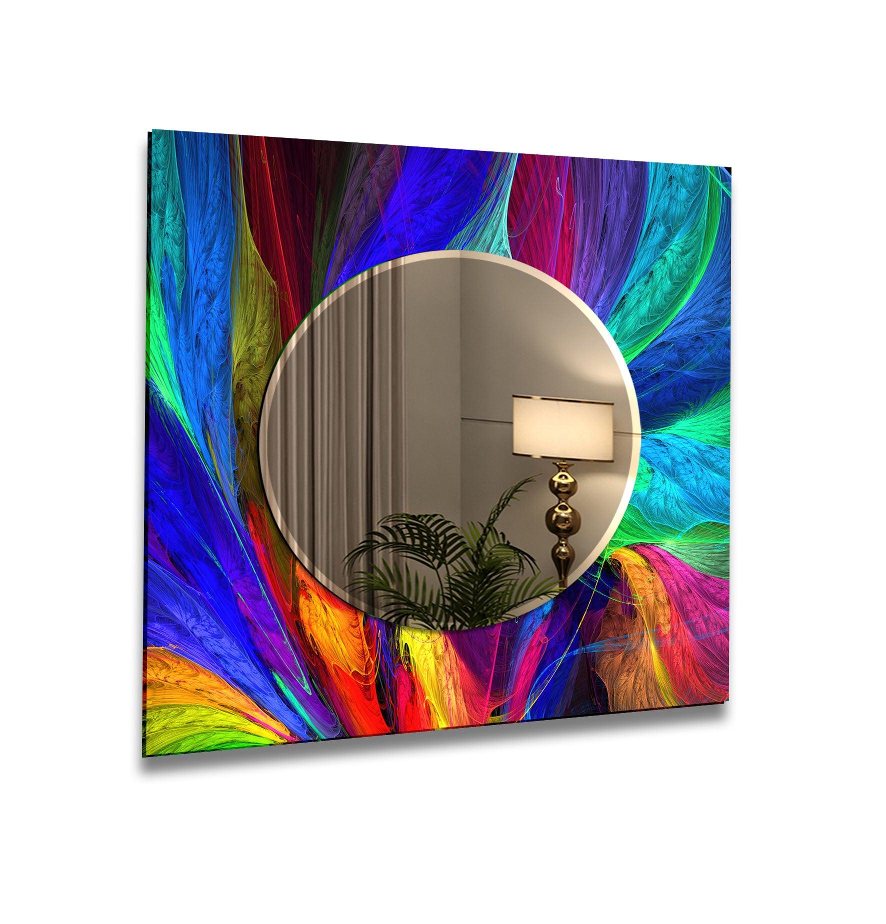 Modern Colorful Abstract Design Wall Mirror Green Mirror	
