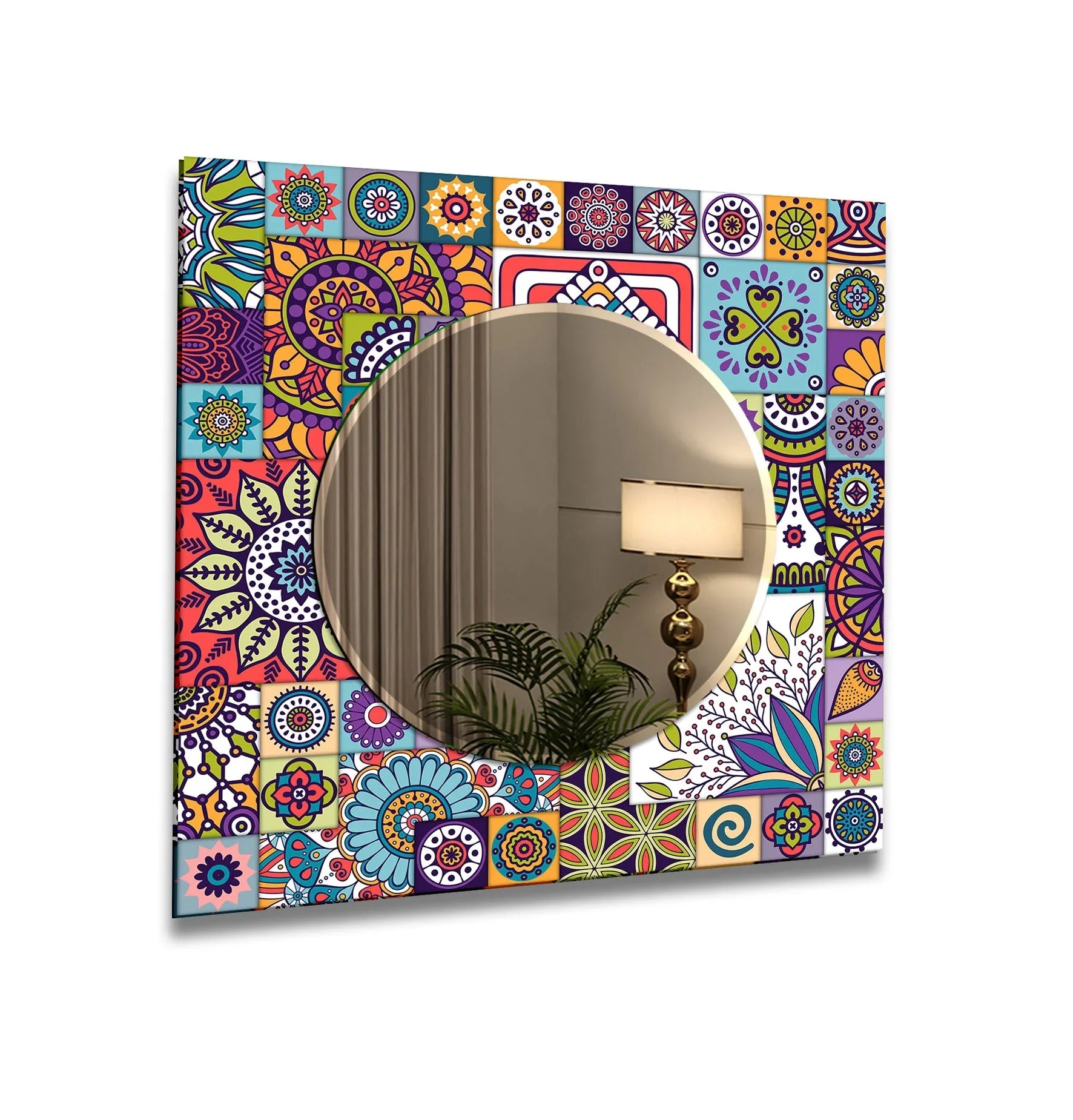 Multipattern Mosaic Wall Mirror – Vibrant and Artistic Decor ...