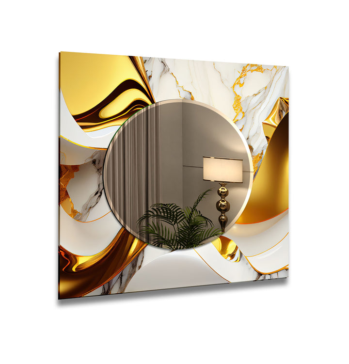 Luxury Gold Marble Glass Wall Mirror for Modern Interiors