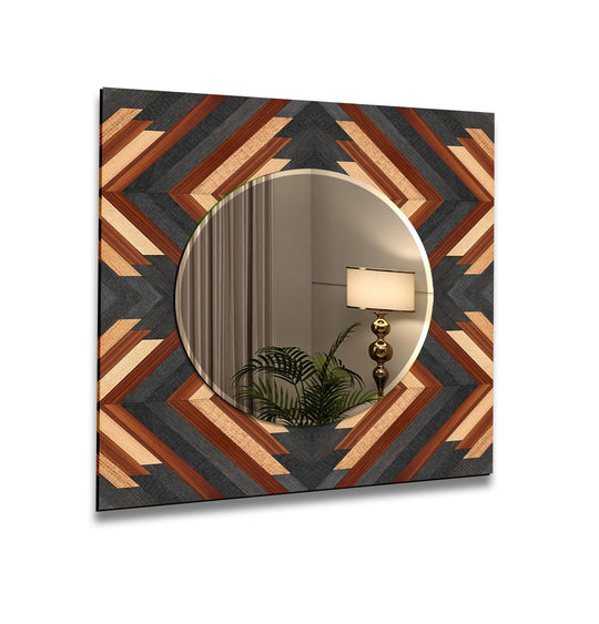 Wood Pattern Black Wall Mirror mirror with frame
