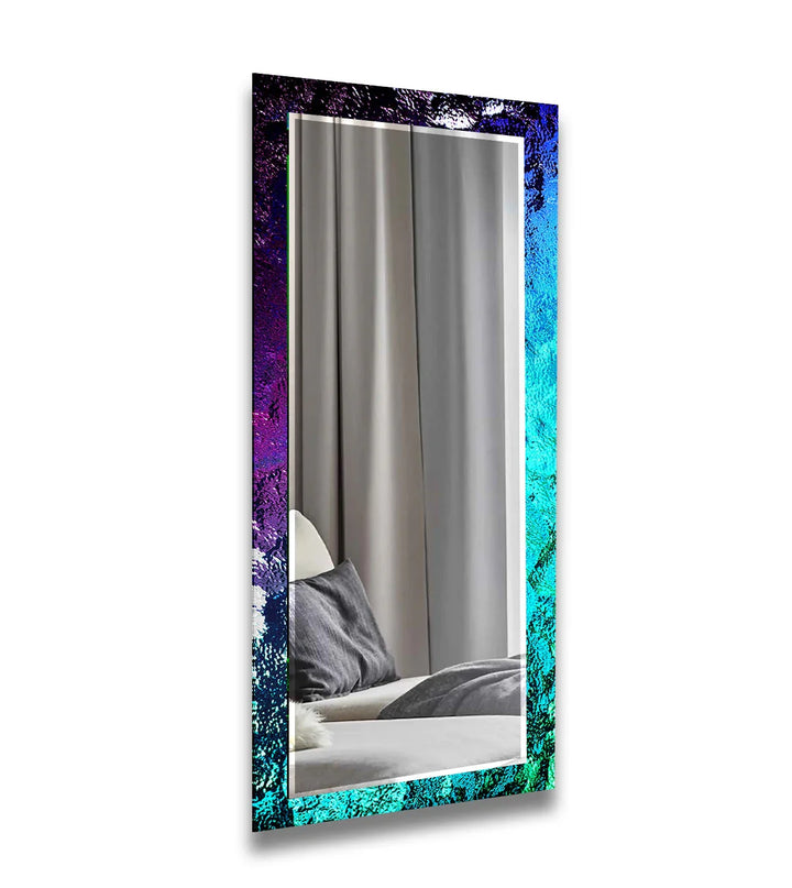 Iridescent Glow Glass Wall Mirror – Modern Blue & Purple Design - MyPhotoStation