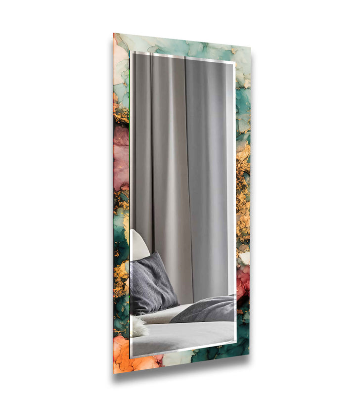 Wandspiegel aus Emerald Fire-Glas – Dekor mit abstraktem Marmoreffekt 
