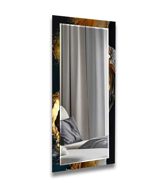 Luxury Black & Gold Wave Glass Wall Mirror – Elegant Modern Decor - MyPhotoStation