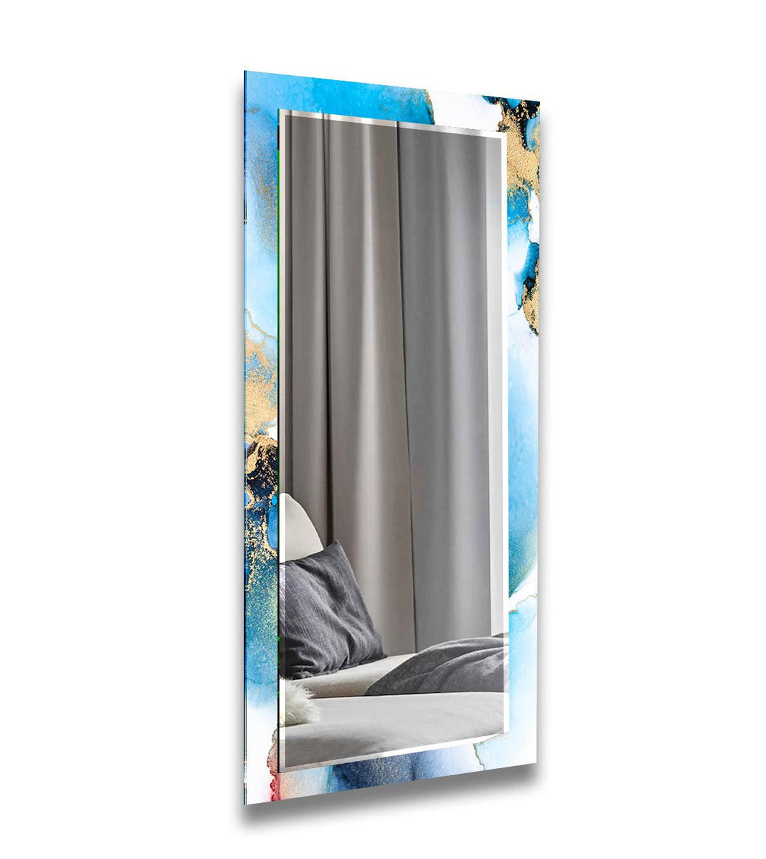 Cyan Abstract Wall Mirror gold floor mirror
