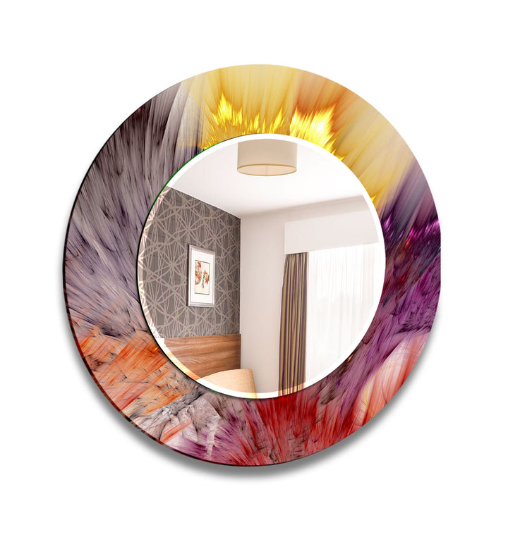 Color Splash Glass Wall Mirror – Abstract Burst Design for Bold Interiors