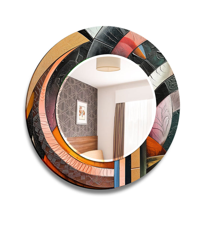 Colorful Mosaic Round Wall Mirror – Artistic Glass Frame for Modern Decor