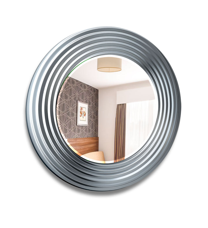 Modern Chrome Spiral Mirror – Sleek Round Wall Accent Design