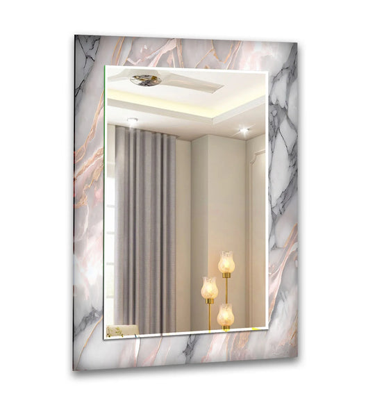 Gray Marble Design Wall Mirror with gray and white marble design and gold veins a modern luxury abstract elegant mirror