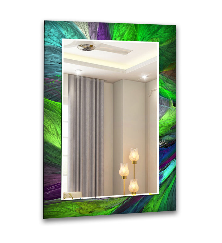 Lebendiger Wandspiegel aus gefiedertem Glas – Abstraktes Naturdesign