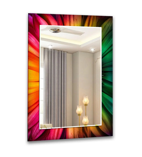 The wall mirror has colorful daisy leaves and is vibrant decor for bold upgradesIt's a decorative bedroom mirror and a flower mirror art piece for a modern touch